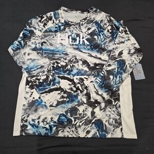 NEW Huk Performance Fishing Shirt Men’s XL Long Sleeve Mossy Oak Hydro Camo